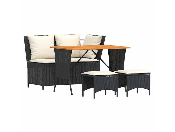 VD Ensemble à manger de jardin 4 pcs avec coussins noir Mobilier outdoor @EU20182BONE