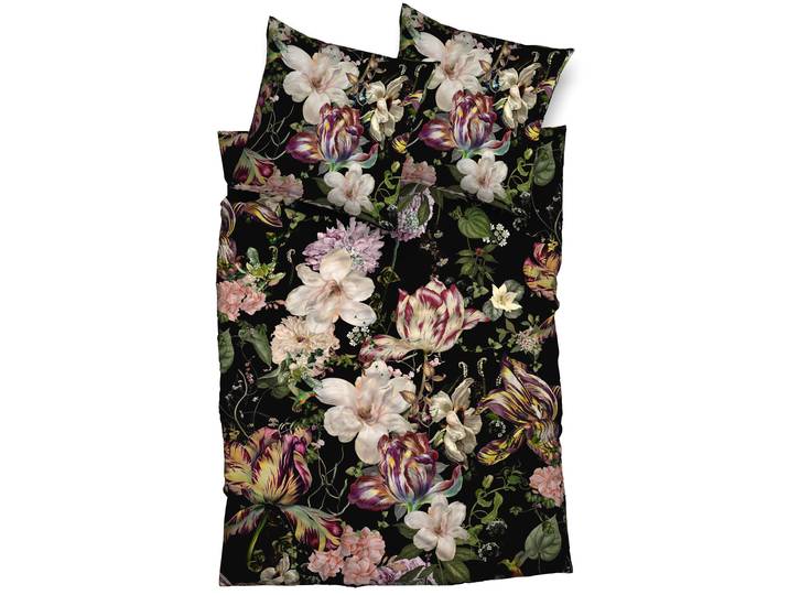 Bettwäsche CASATEX Nightflowers , bunt (schwarz, multicolor), B/L: 155cm x 220cm, 1 Stk., 1 Stk., Satin, B/L: 80cm x 80cm, 2, Satin, Obermaterial: 100% Baumwolle, Bettwäsche, Bettwäsche, floral, stilvoll und elegant