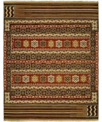 KALATY Traditional Multi-Colored Flatweave Wool Area Rug