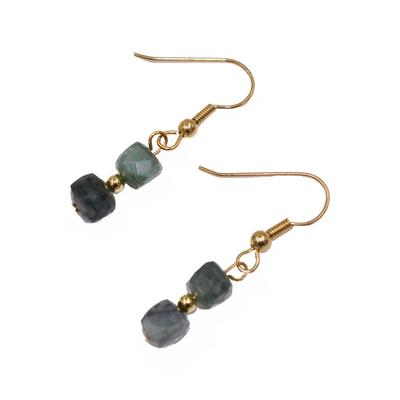 Paar Ohrhänger FIRETTI "Schmuck Geschenk Ohrschmuck Ohrhaken Edelstein Farbstein Smaragd", gold (gelbgoldfarben, grün, grün), Ohrringe, Damen, Messing, Made in Germany - mit Smaragd