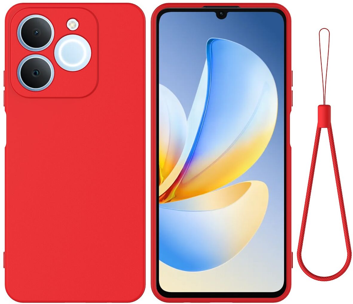 Realme Note 70T EIDERWOOD Foret Silikone Bagside Cover m. Strop - Rød