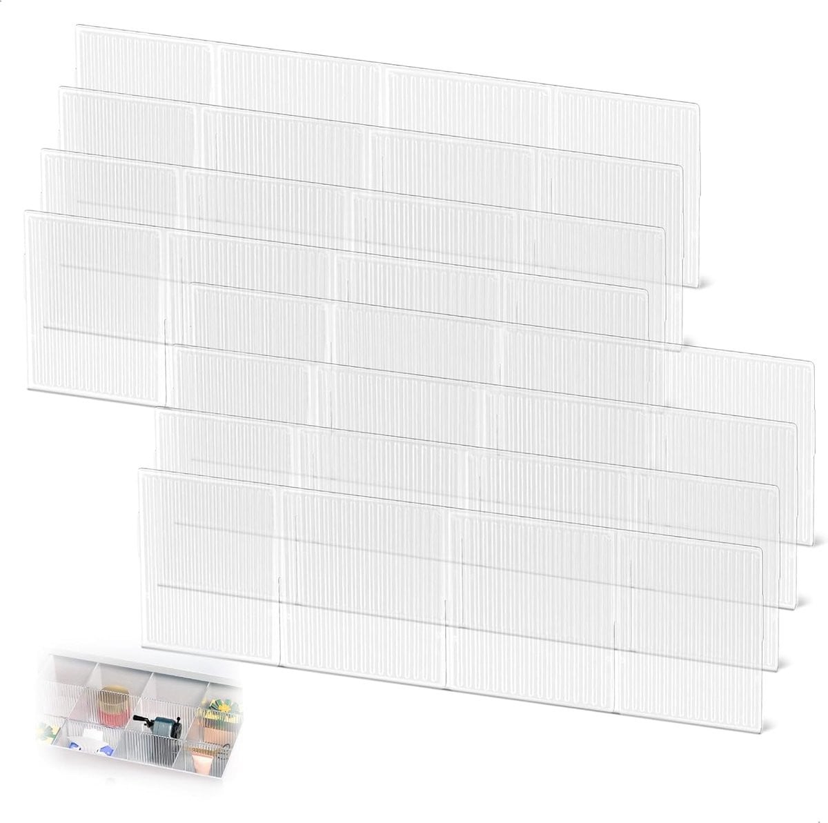 Thijox Ladeverdelers Transparant - 4 Stuks Organizers voor Ondergoed, Sokken en Cosmetica - Hoogte: 7 cm