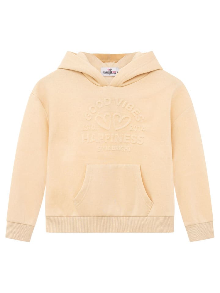 Zwillingsherz Hoodie "Happiness Vibes" in Beige - 134/140