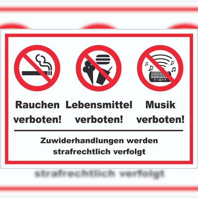 HB-Druck Aufkleber Essen Trinken Musik Rauchen verboten A0 (841x1189mm)