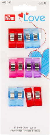 Prym Love Stoffklammern, bunt, Größe: 2,6 cm, Inhalt: 12 Stück