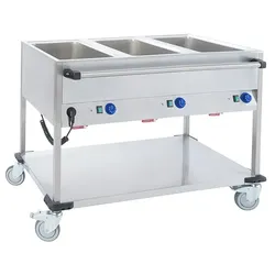 Mobiltherm BW3L, Fahrbarer Speisenausgabewagen, Edelstahlausführung, 3 GN, 1250 x 700 x 900 mm