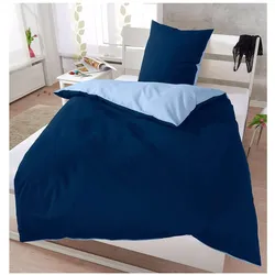 Janine, Bettwäsche, Soft-Seersucker Uni Wendebettwäsche marine/bleu (Bettwäsche Set, 80x80 cm)
