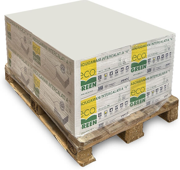 Paperdi Imballo 8 scatole di asciugamani di carta piegati a V Eco Sticker da 20 confezioni l'una