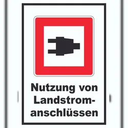 HB-Druck Nutzung von Landstromanschlüssen Schild A6 Rückseite selbstklebend
