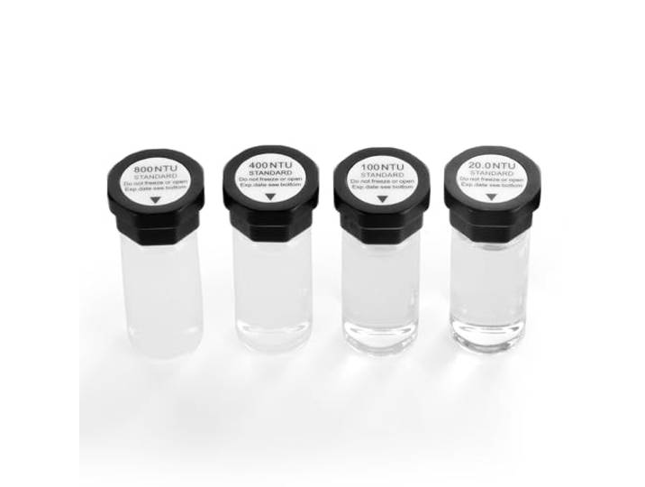 VEVOR Étalon de Turbidité 20/100/400/800 NTU 20 mL Chacun\, Solution d'Étalonnage de Turbidité Standard\, Solution de Recharge pour Turbidimètre TN1000\, Insert de Protection Antichoc\, Flacon Scellé