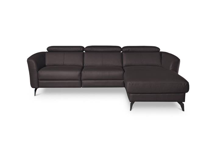 Exklusives Ecksofa Simba Leder Dunkelbraun B 261 cm T 183 cm - Material: 100% Echtleder + Korpus Lederlook - Ecksofa