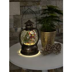 Konstsmide 3497-000 LED-Laterne Weihnachtsmann Warmweiß Messing beschneit, mit Wasser gefüllt, Timer, mit Schalter