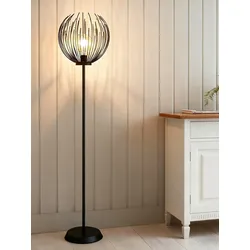 OTTO HOME Stehlampe "Tonnia - Stehleuchte aus Metall, Lichteffekt durch Gitter-Optik", schwarz matt, 1, Ø 35cm H: 160cm, 1 Stk., Leuchten, liefert eingeschaltet eine besondere Lichtoptik / Schattenoptik, Stehlampe