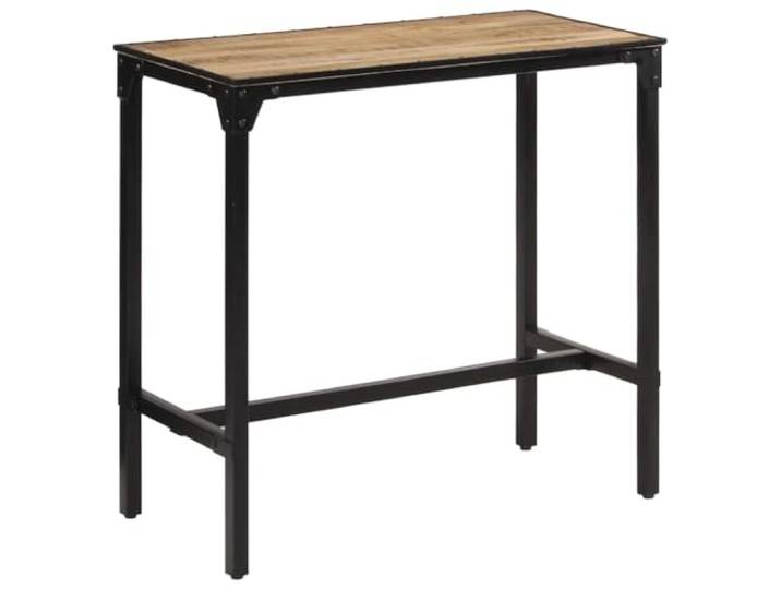 Bartisch aus massivem Mangoholz, ungeschliffen, 110 x 55 x 107 cm, mit Robustes Tropenholz, stabiler Eisenrahmen, geräumiges Tablett, authentischer Stil, Unikat