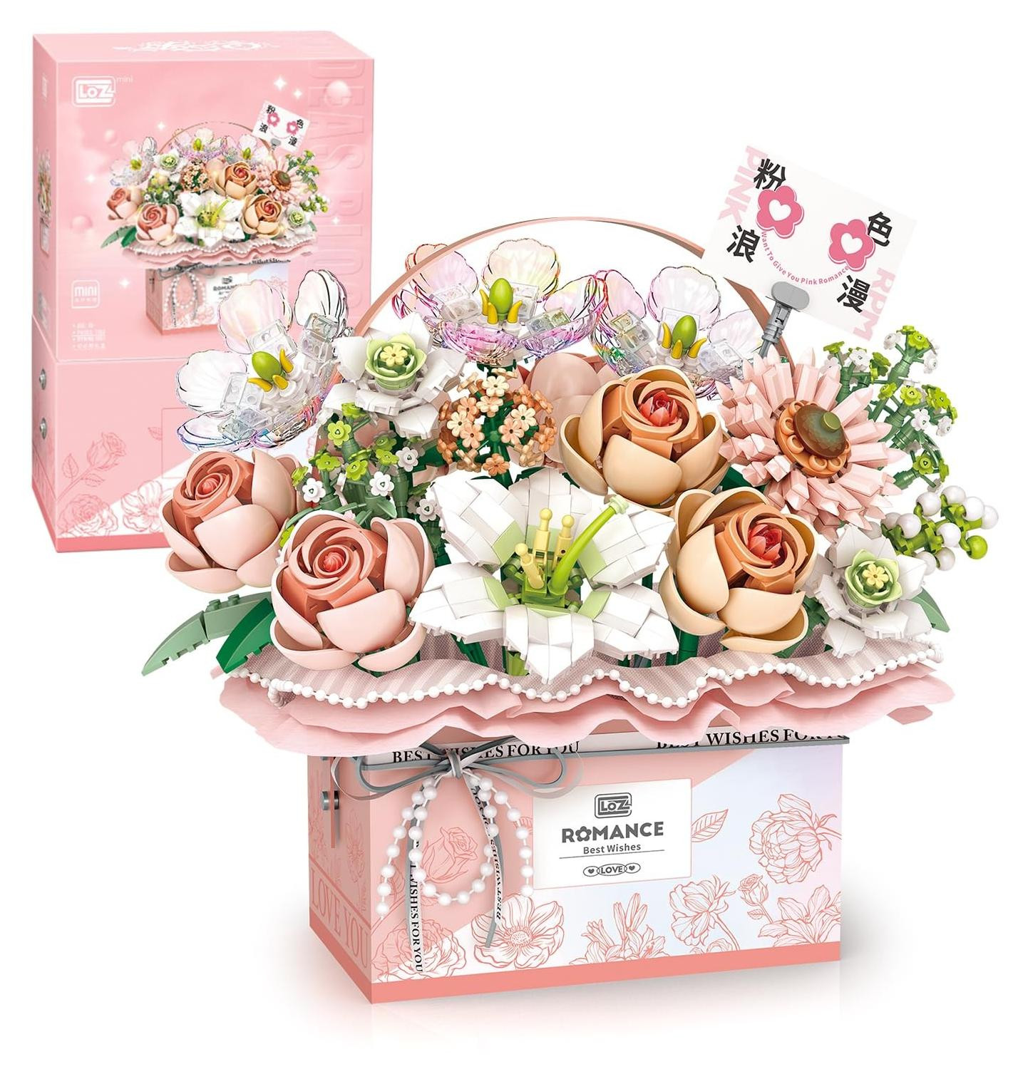 Solidchoice Bloemen Bouwset met Cadeaubox - Fantasie Roze
