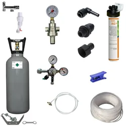 BieTal® Anschlußpaket für Untertisch Anlage Sprudel Tafelwassergerät 6Kg CO2 OHNE Filter