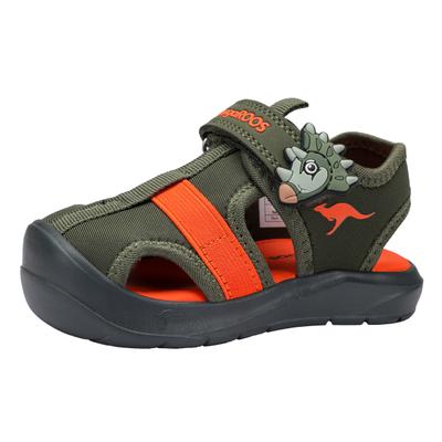 Sandale KANGAROOS "K-TOE ELLIS", Mädchen, Gr. 24, atmungsaktiv, grün (olive, dino), Mesh, Synthetik, Schuhe Sandale