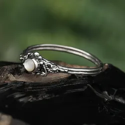 Drachensilber Ring Silber mit Perlmutt Steinschmuck Frauen Kinder 925 Silber 56 - Silber