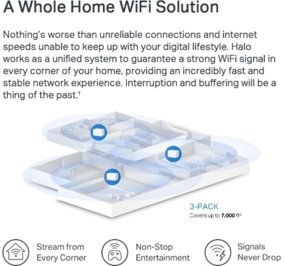 Mercusys Halo H80X AX3000 Whole Home Mesh Wi-Fi 6 System - Triple Pack