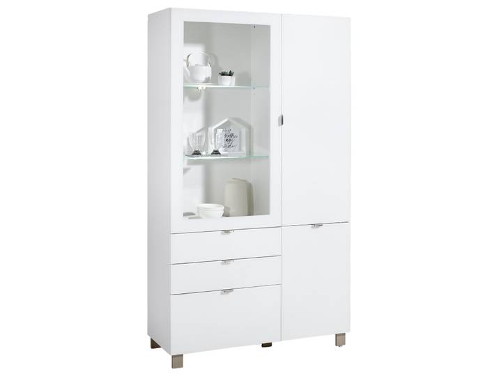Hom´in Vitrine POOLE, Weiß, Holznachbildung