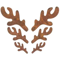 Rost-Geweihe aus Metall, braun, 3 Paar