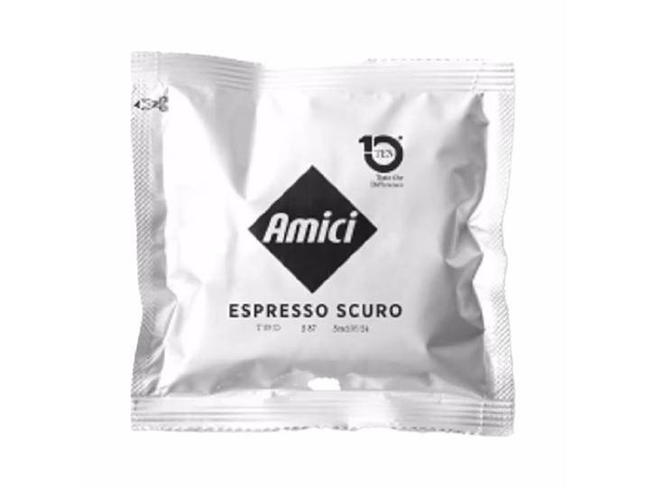 Amici 50 Stk. einzeln verpackt dunkel Kaffepads – Diverse Kaffeekapseln/Kaffeepads – weiss / braun