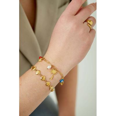 Charm-Armband ADELIA´S "Armband Charmarmband mit tropischen Anhängern 16 cm", gold (goldfarben), Armbänder, Damen, yehwang_16, Edelstahl, Charm-Armband, um 3 cm größenverstellbar