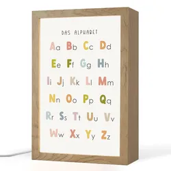 NACHTTISCHLAMPE Pädagogisch - Alphabet lernen - Farbenfroh - Weiß - Buchstaben 20x30 cm