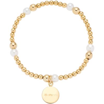 Armband LEONARDO "Mathilde", gold (gelbgoldfarben, weiß), Armbänder, Damen, 18,5cm, Edelstahl Perlen Polyurethan, Edelstahl, Perlen, Polyurethan, Armband, mit Perle (imitiert)