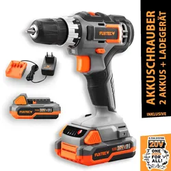FUXTEC 20V Akkuschrauber FX-E1BS20 SET mit 2 x Akku 2Ah, 1 x Ladegerät 1A