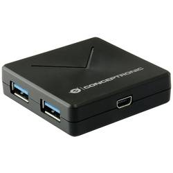 Conceptronic HUBBIES02B USB-Hub 4 Port USB-A USB 3.1 Gen1 5 GBit/s Schwarz HUBBIES02B
