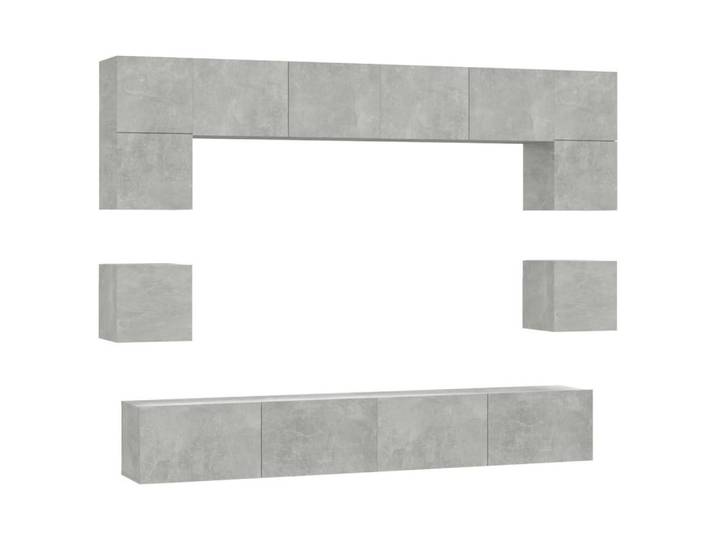 vidaXL TV-Schrank 8-tlg. TV-Schrank-Set Betongrau Holzwerkstoff (8-St)