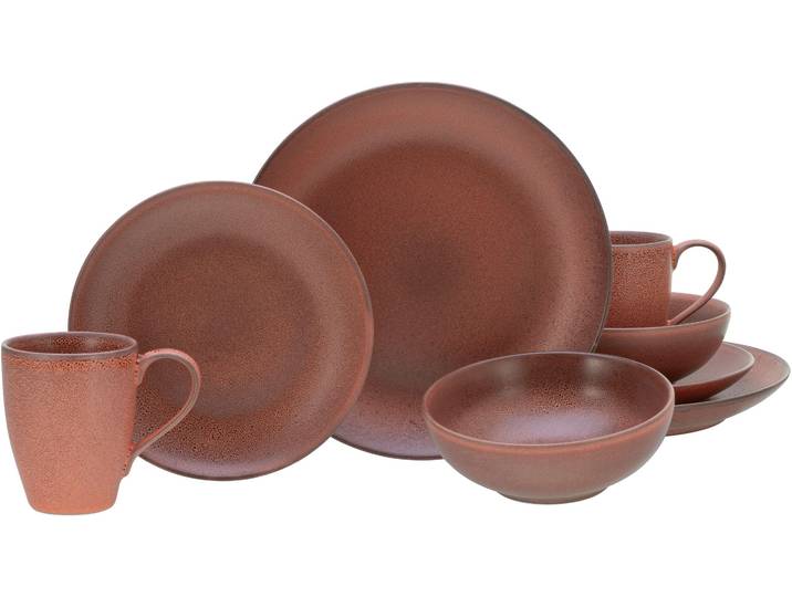 Kombiservice CREATABLE Sierra Nevada , rot, 8 Stk., Steinzeug, Geschirr-Sets, Kombiservice, reaktive Spezialglasur, jedes Stück ein Unikat