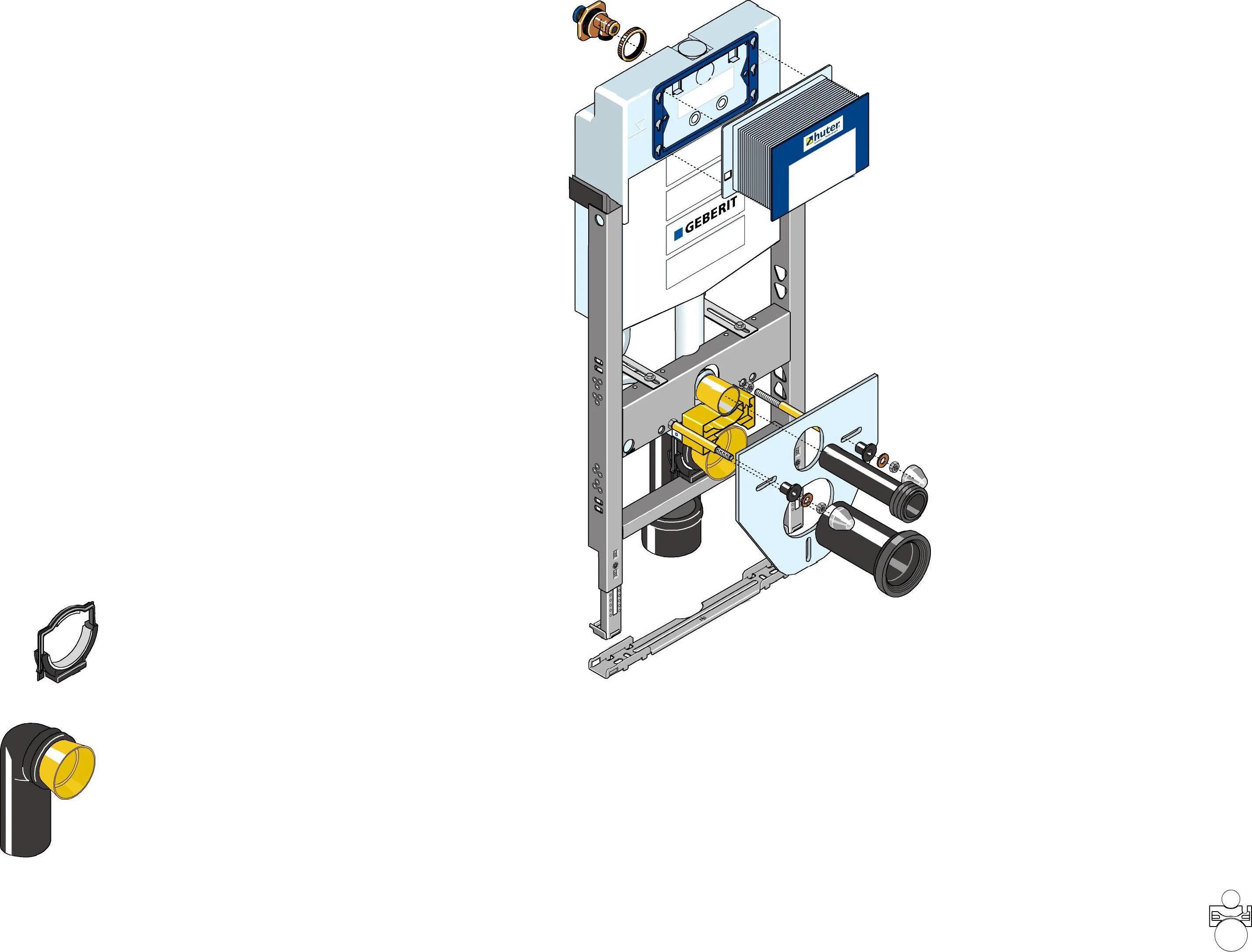 Geberit Huter Montageelement WWC UP320 E-Dose für Trockenbau, Vor- und Inwand, 1 Stk.