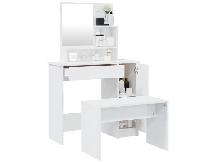 Bois Ensemble de coiffeuse Femmes/filles CLARENCE Pour chambre Blanc brillant 86 5x35x136 cm C335