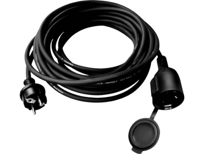 Calex Verlengsnoer 15 meter - Verlengkabel Rubber - IP44 voor Buiten - Zwart
