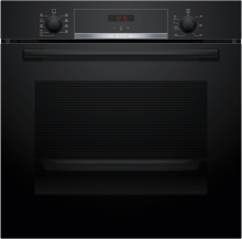 Bosch HBA514BB3 Einbau Backofen 60cm Schwarz 7Heizarten LED-Display Versenkknebel Hydrolyse