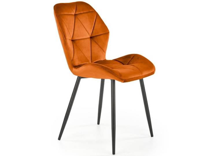 Chaise contemporaine en velours de polyester cannelle