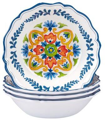 "Certified International Flores Melamine 8.5"" All Purpose Bowls, Set of 4 - 8.5"" Diameter x 2"""
