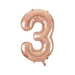 XL Folienballon Zahl 3 Roségold