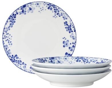 "Noritake Bloomington Road Blue Set of 4 Pasta Bowls, 9-1/4"", 26 oz."