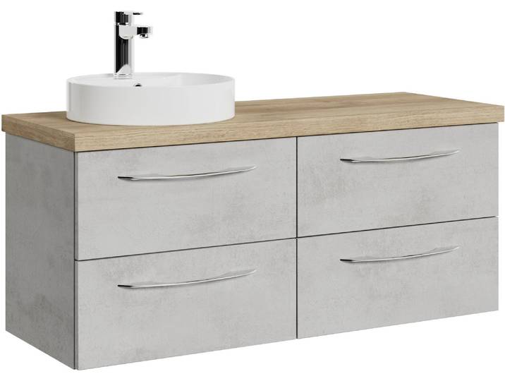 Waschtisch SAPHIR Serie 4035 , grau (oxid hellgrau quer, oxid hellgrau quer), B:118cm H:61,2cm T:44,5cm, Holzwerkstoff, Waschtische, Waschtisch, 118 cm mit Keramik-Aufsatzbecken und Waschtischplatte