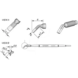 JBC C210015 - Lötspitze C210, Sonderform, C210015/Ø 0,8 mm, Koax-Winkelstecker