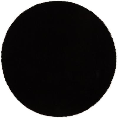 Wollteppich CARPETFINE "Gabbeh Lola Uni", schwarz, H:14mm Ø:60cm, Wolle, Teppiche, mit natürlichem Pflanzenmaterial von Hand gewebt, auch in Rund