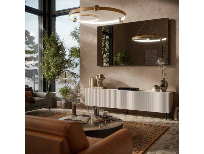 Meuble TV Gandra Dmora en bois beige 42x200x52h cm