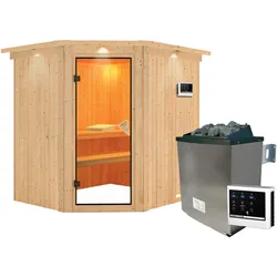 Karibu Sauna Siirin-9kWOfen-Steuergerät-Inkl.Dachkranz