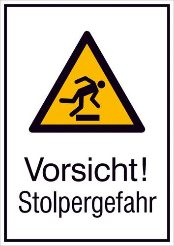 Warn-Kombischild Vorsicht! Stolpergefahr Aluminium (B x H) 262mm x 371mm ISO 7010 1St.