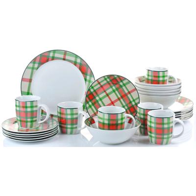 Kombiservice RETSCH ARZBERG "Highland Green", bunt (rot, grün, taupe, weiß), 24 Stk., Porzellan, Geschirr-Sets, Kombiservice, traditionelles Schotten-Karo in frischen Farben