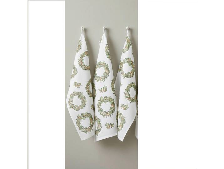 Geschirrtuch-Set Organic Holly, Grün, 3-teilig, Weihnachten, 50x70 cm, Heimtextilien, Geschirrtücher & Schürzen, Geschirrtücher