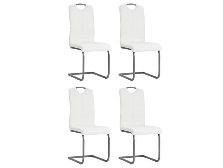 Chaises de cuisine - Scandinave - Fauteuils cantilever Blanc Similicuir 43x55x100cm - JM